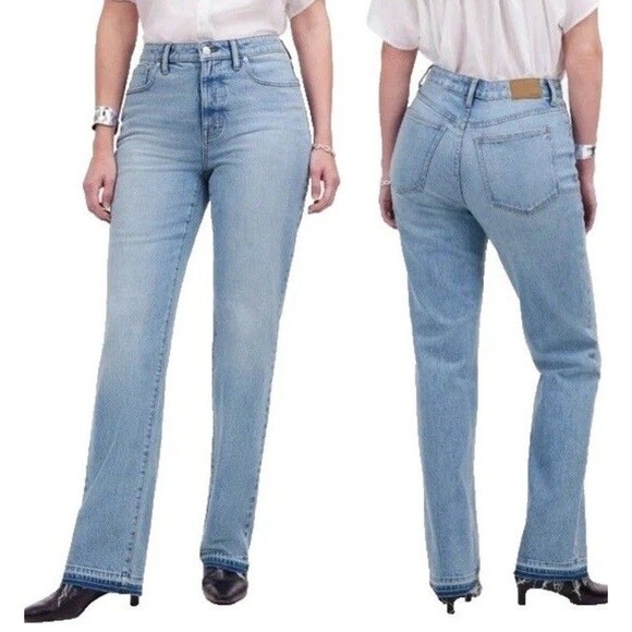 Madewell The Curvy Mid Rise 90s Straight Jeans Womens Size 29 Raw Hem Light Wash - Picture 1 of 12